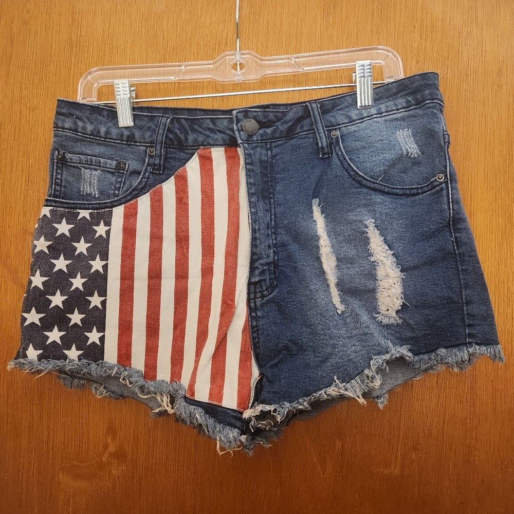 American Flag jean shorts